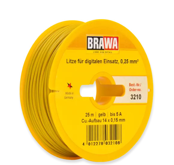 BRAWA 3210 Litze für digitalen Einsatz, 0,25 mm², gelb 